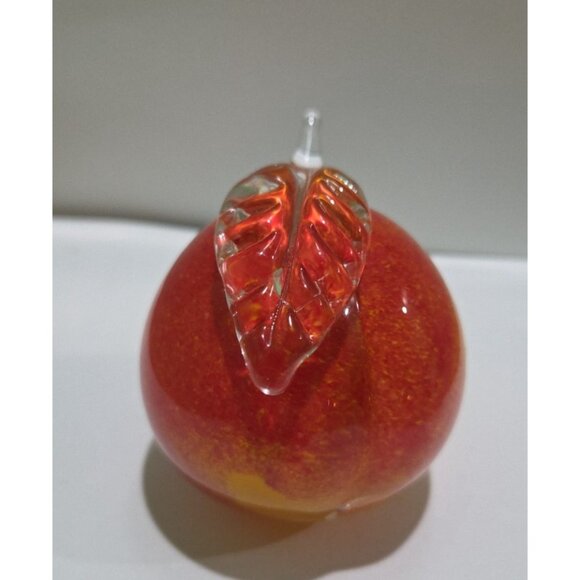 Ron Hinkle Glassworks Red Apple Art Glass Signed Retired 2003 Paperweight - Picture 4 of 5